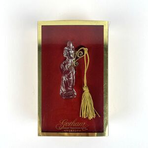VTG Clear Carved Glass Angel Antique Gold wings Christmas Tree Ornament